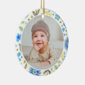 Classic Floral Frame Baby's First Christmas Keramisch Ornament (Rechts)