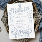 Classic Floral Frame Dusty Blue Wedding Kaart
