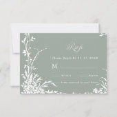 Classic Floral Frame Wedding RSVP Sage Green (Voorkant)