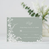 Classic Floral Frame Wedding RSVP Sage Green (Staand voorkant)