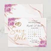 Classic Floral Gold 50e Jubileum Save the Date Aankondigingskaart (Voorkant / Achterkant)