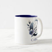 Classic Floral Initiaal letter C - Aangepaste naam Tweekleurige Koffiemok (Voorkant rechts)