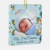 Classic Floral Lijst Baby's First Christmas Keramisch Ornament (Rechts)