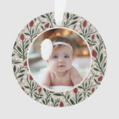 Classic Floral Lijst Baby's First Christmas Ornament (voorkant)