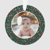Classic Floral Lijst Baby's First Christmas Ornament (voorkant)