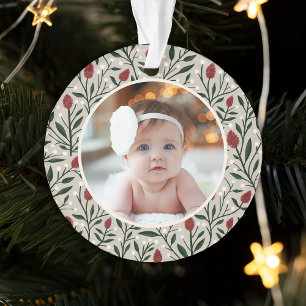 Classic Floral Lijst Baby's First Christmas Ornament