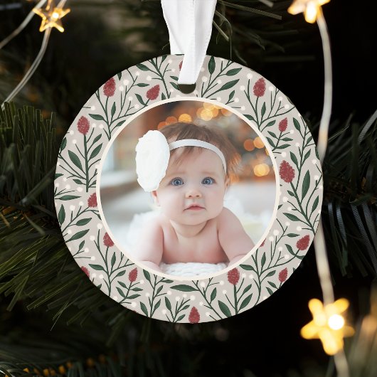 Classic Floral Lijst Baby's First Christmas Ornament