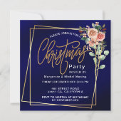 Classic Floral Lijst Blue Christmas Kaart (Voorkant)