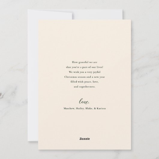 Classic Floral Lijst Christmas Foto | Groen Feestdagenkaart (Achterkant)