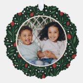 Classic Floral Lijst Foto Kerst | Groen Ornament Kaart (Voorkant)