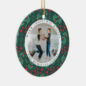 Classic Floral Lijst Kerstfoto Orament Keramisch Ornament (Rechts)