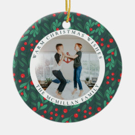 Classic Floral Lijst Kerstfoto Orament Keramisch Ornament