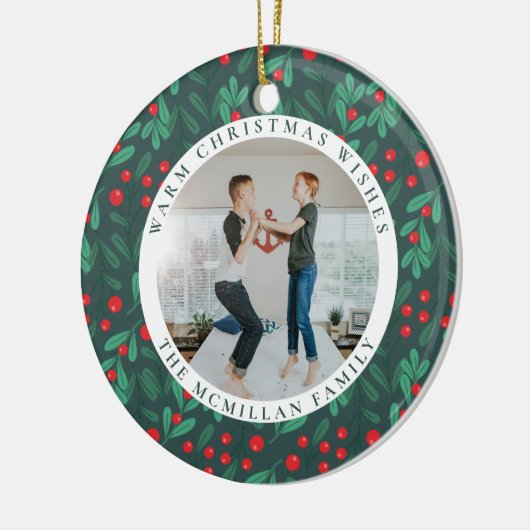Classic Floral Lijst Kerstfoto Orament Keramisch Ornament (Links)