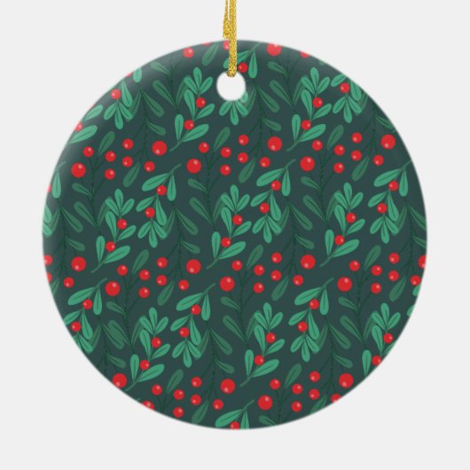 Classic Floral Lijst Kerstfoto Orament Keramisch Ornament (Achterkant)