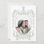 Classic Floral Lijst Sage Green Wedding Foto Kaart (Achterkant)
