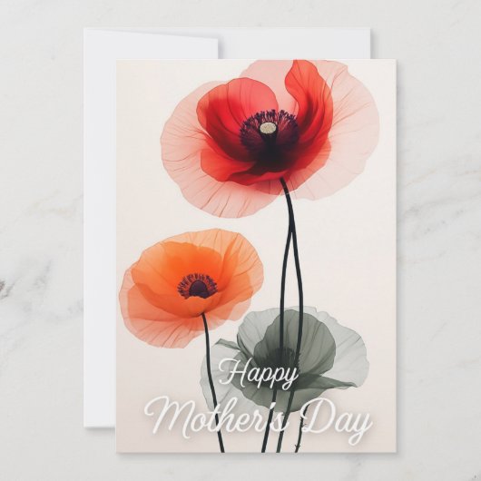 Classic Floral Moederdag Kaart met Poppies (Voorkant)