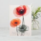 Classic Floral Moederdag Kaart met Poppies (Staand voorkant)