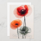 Classic Floral Moederdag Kaart met Poppies (Voorkant / Achterkant)
