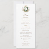 Classic Floral Monogram Crest Wedding Menu Card (Voorkant)