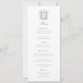 Classic Floral Monogram Crest Wedding Menu Card (Voorkant)