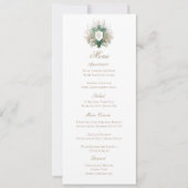 Classic Floral Monogram Crest Wedding Menu Card (Voorkant)