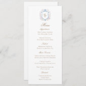 Classic Floral Monogram Crest Wedding Menu Card (Voorkant / Achterkant)