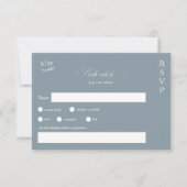 Classic floral monogram dusty blue bruiloft RSVP kaartje (Voorkant)