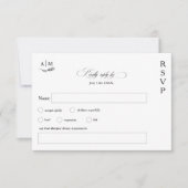 Classic floral monogram zwarte witte bruiloft RSVP kaartje (Voorkant)