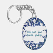 Classic Floral Ornament Print Sleutelhanger (Voorkant Links)