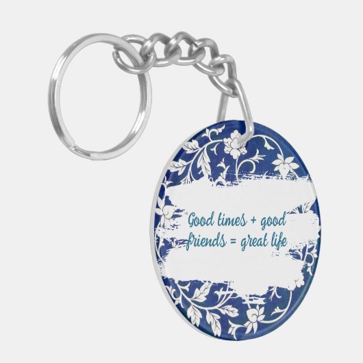 Classic Floral Ornament Print Sleutelhanger (Voorkant Links)