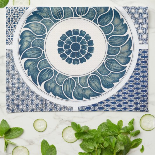 Classic Floral Ornament Print Theedoek (Gevouwen)