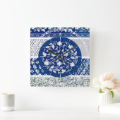 Classic Floral Ornament Print Vierkante Klok (Huis)