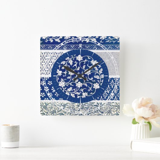 Classic Floral Ornament Print Vierkante Klok (Huis)