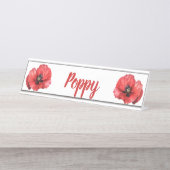 Classic Floral Poppy Naam Bureau Naambordje (Voorkant)