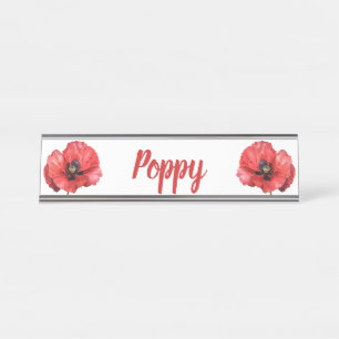 Classic Floral Poppy Naam Bureau Naambordje
