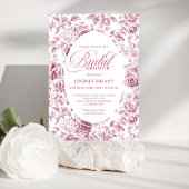 Classic Floral Rose Pattern Bridal Shower Invite Kaart