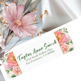 Classic Floral Rozen Border Retouradres Etiket