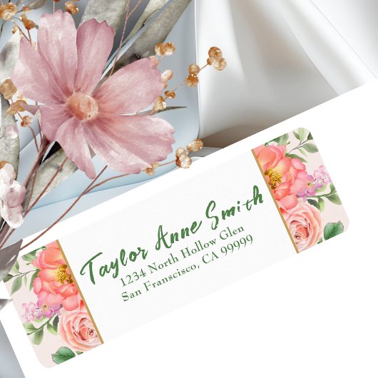 Classic Floral Rozen Border Retouradres Etiket