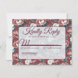 Classic Floral Rustic Peonies Wedding  RSVP Kaartje