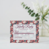 Classic Floral Rustic Peonies Wedding  RSVP Kaartje (Staand voorkant)
