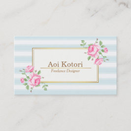 Classic Floral Stripes Rozen Visitekaartje