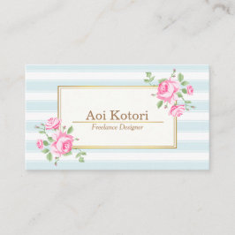 Classic Floral Stripes Rozen Visitekaartje