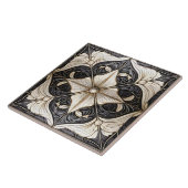 Classic Floral Tegel Pat#11 Zwart Ivoor WHT ID1078 Tegeltje (Zijkant)