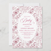 Classic Floral Toile Roses Baby Shower Invitation Kaart (Voorkant)