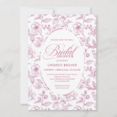 Classic Floral Toile Roses Bridal Shower Invites Kaart (Voorkant)