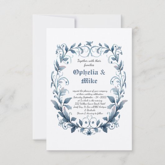 Classic Floral Waterverf bruiloft uitnodiging (Voorkant)