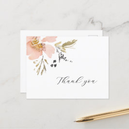 Classic Floral Waterverf Script Hartelijk dank Briefkaart