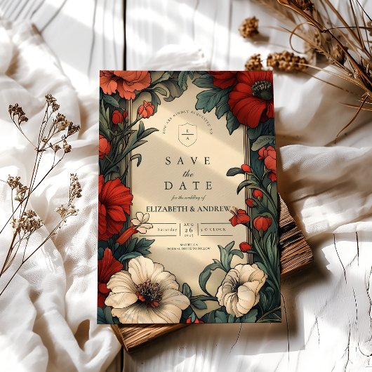 Classic Floral Wedding Art Nouveau Save The Date