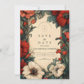 Classic Floral Wedding Art Nouveau Save The Date (Voorkant)