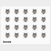 Classic Floral Wolf's Head Ronde Stickers (Vel)
